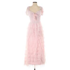 AMY JANE LONDON Sofia tulle lace tiered maxi dress ballerina pink Size XS NEW